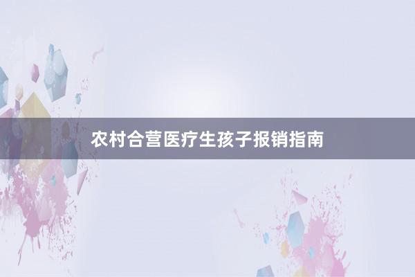 农村合营医疗生孩子报销指南